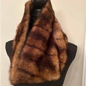 Faux mink neck loop, neck warmer cotton lined.